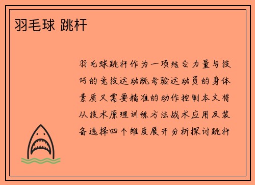 羽毛球 跳杆